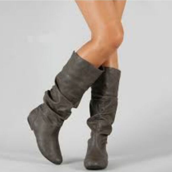 BRAND NEW JUSTFAB POINTED TOE  MID CALF FAUX LEATHER SUEDE  WINTER  BOOT - Picture 1 of 14